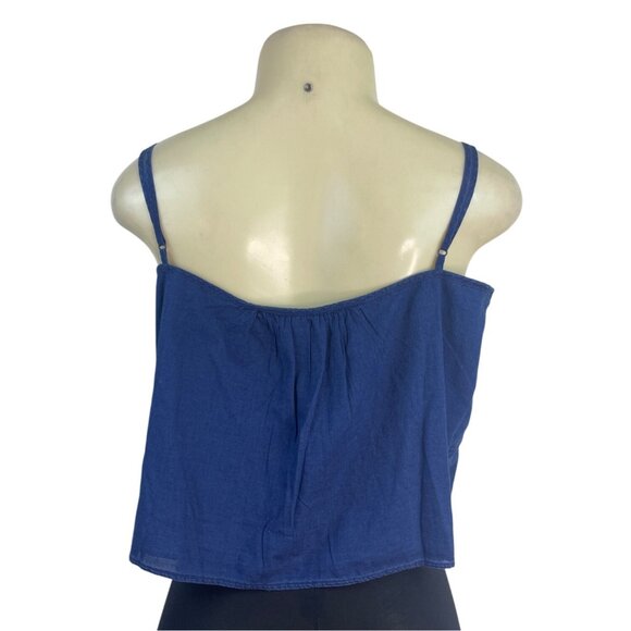American Eagle Blue Button-Front Sleeveless Top With Adjustable Straps Size M - Picture 3 of 7